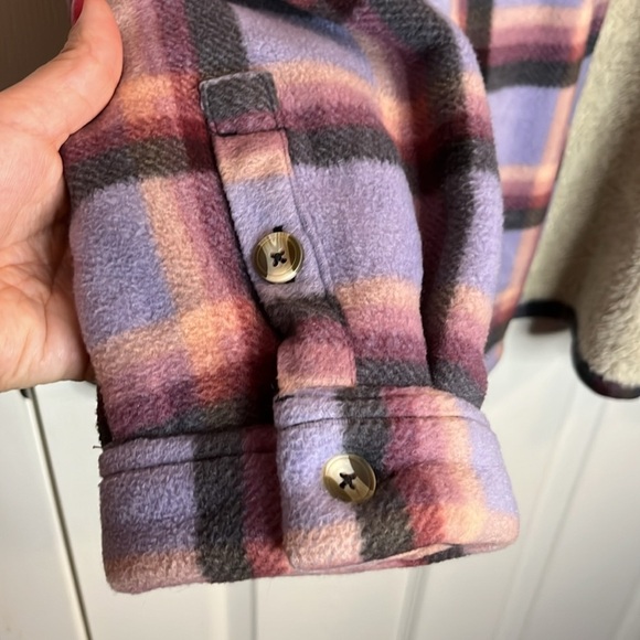 SAGE shacket women’s XXL purple checkered thick Sherpa-like lining - Picture 6 of 14